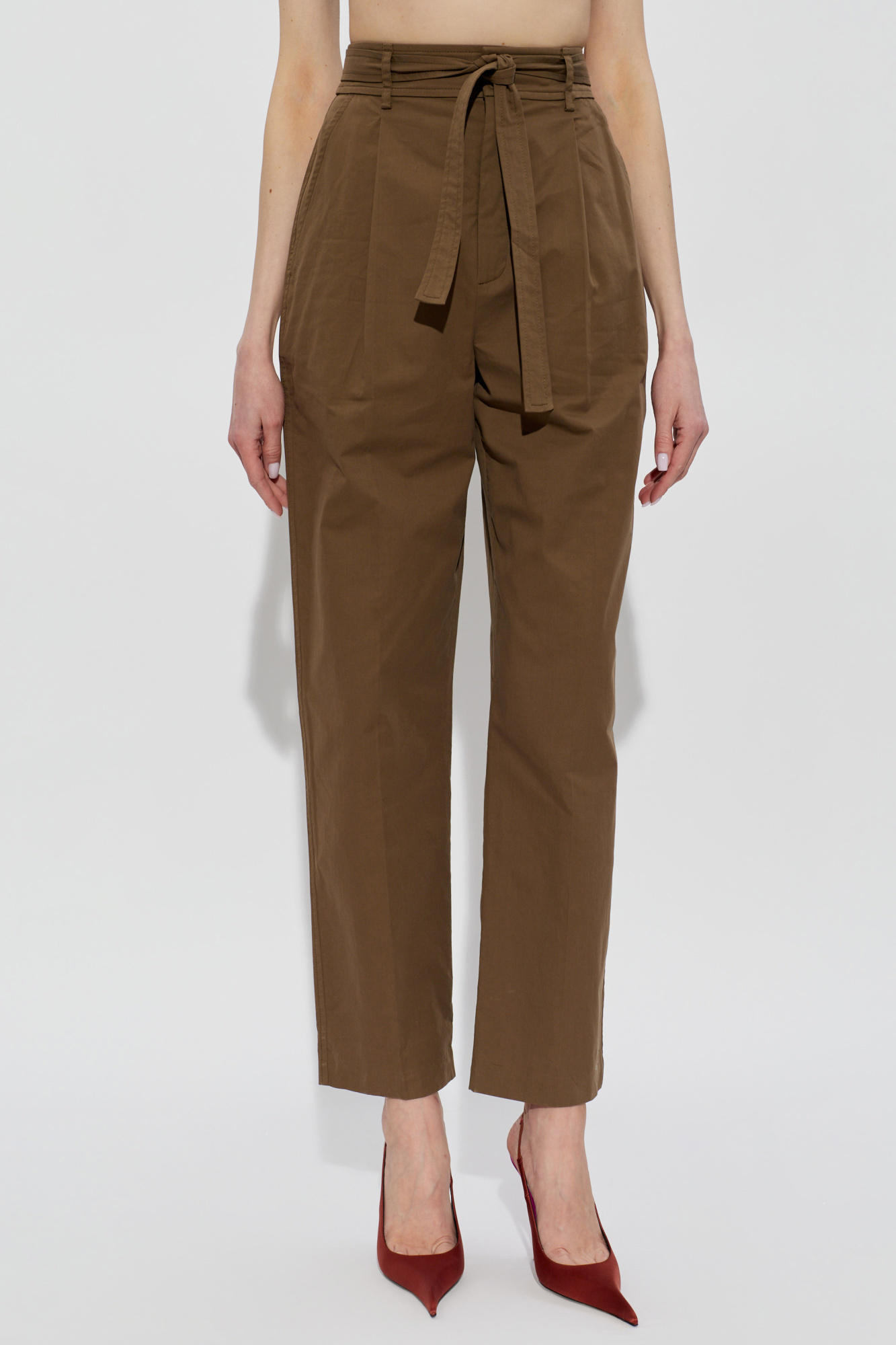 Saint Laurent Cotton pants with a belt | Women's | Vitkac